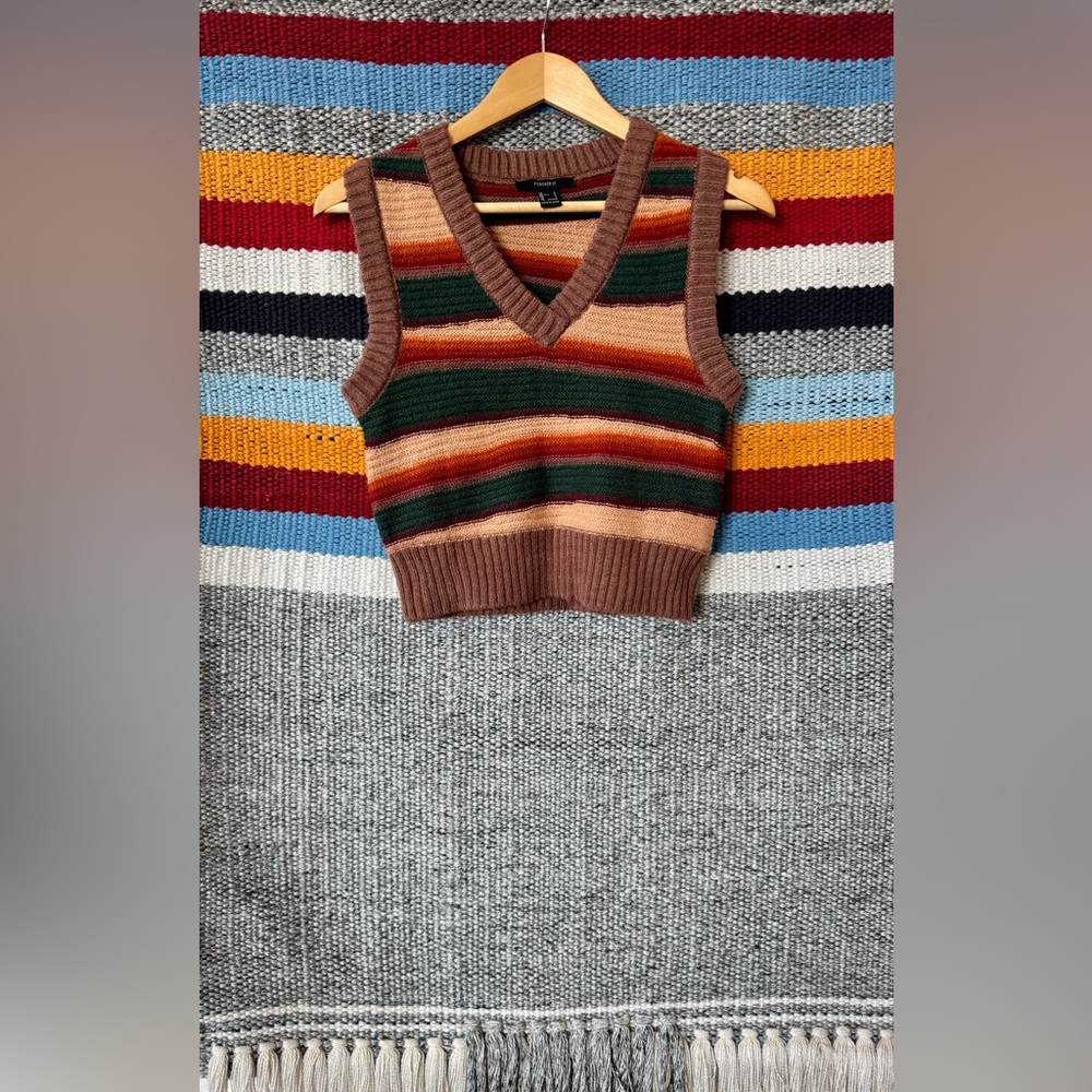 Forever 21 Multicolor Striped V-Neck Sweater Vest - Picture 4 of 13